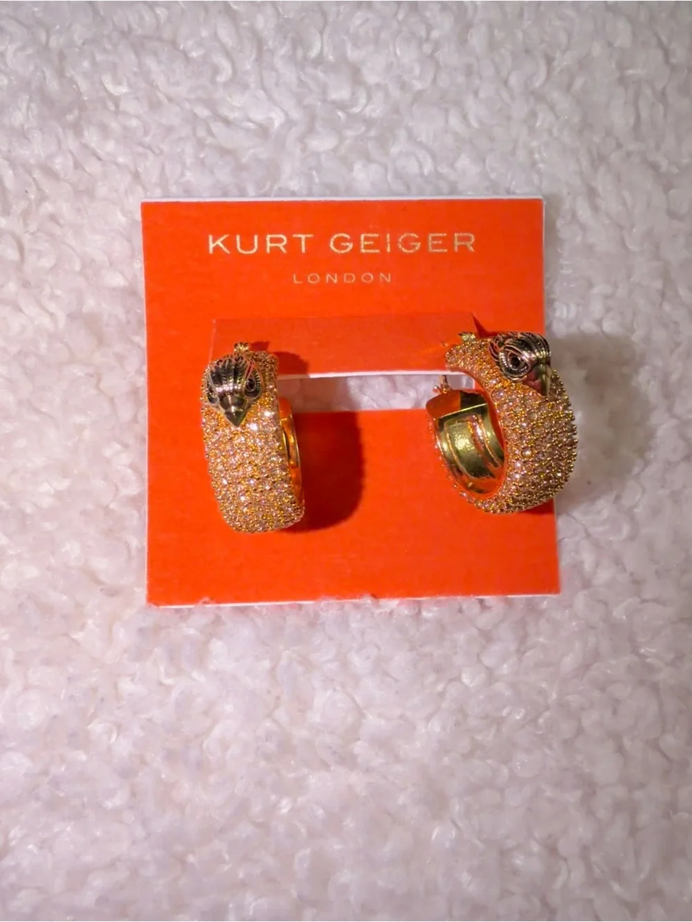 Kurt Geiger Gold Pave Crystal Hoop Earrings